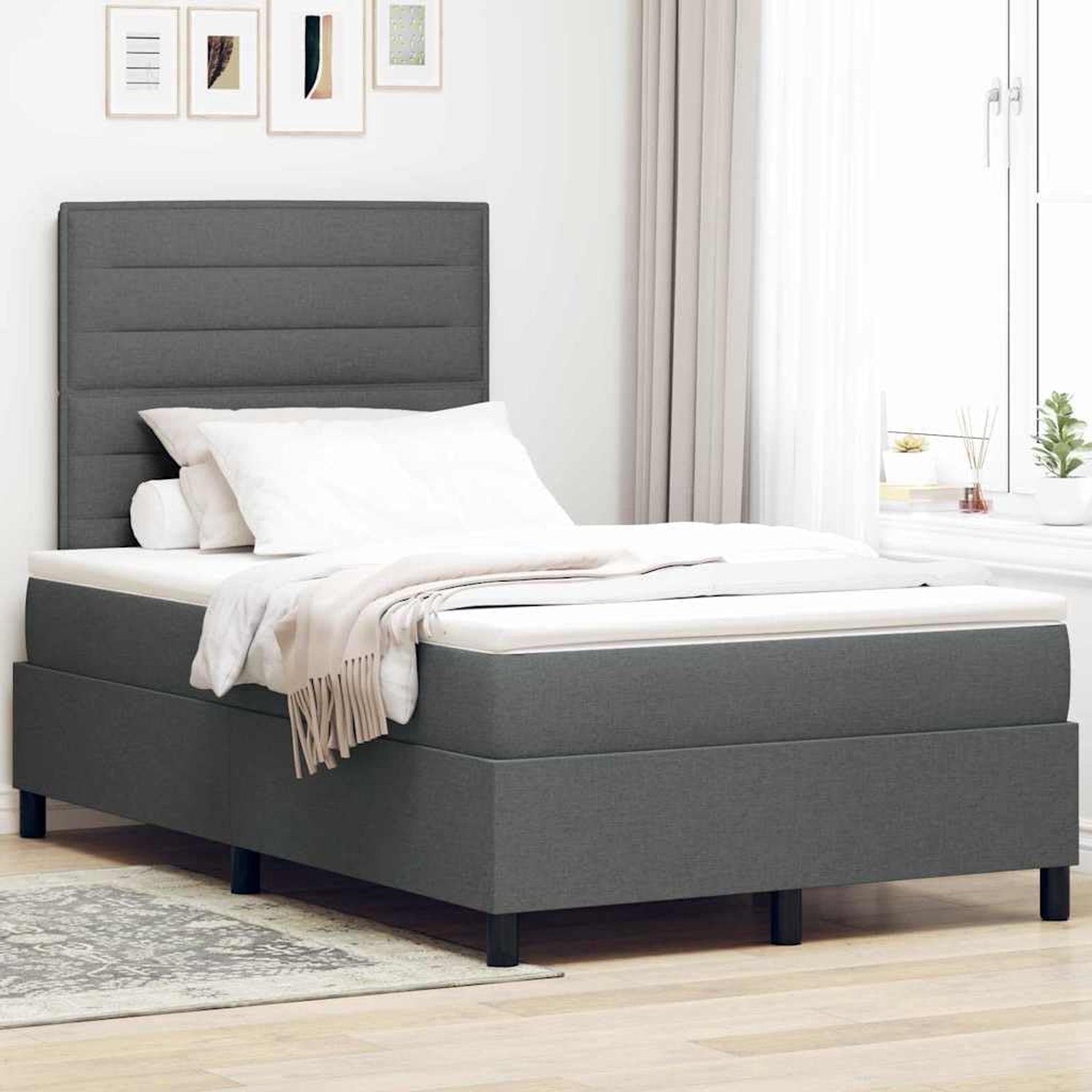 Minimalistisch Boxspring 120x200 Donkergrijs
