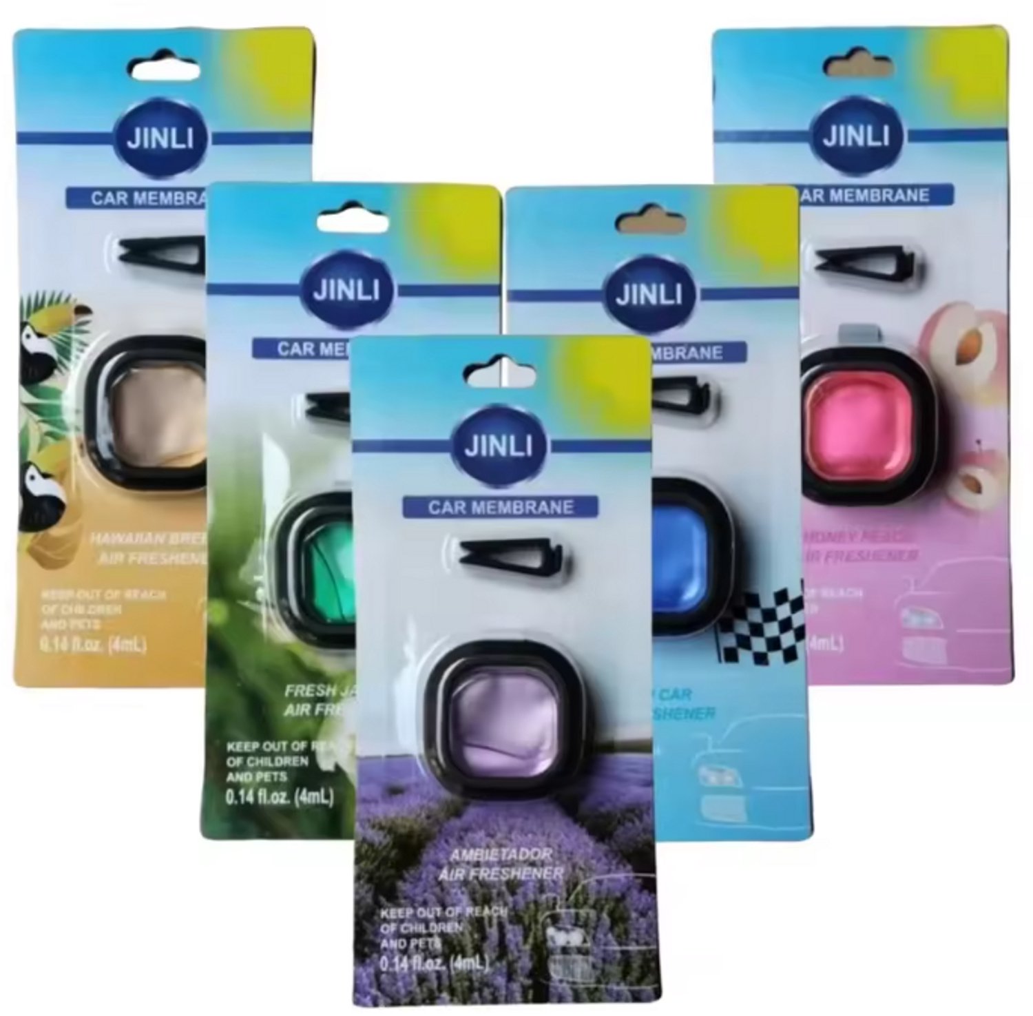 TLVX Autoparfum 5 stuks / Charmante Oceaan / Jasmijn / Lavendel / Zoet Fruitig / Citrus / Design Luchtverfrisser / Ventilatie Clip / Frisse Geur / New Car Parfum / Fris interieur / Lekker Auto Luchtje / Car Diffuser / Air Freshener 20ML