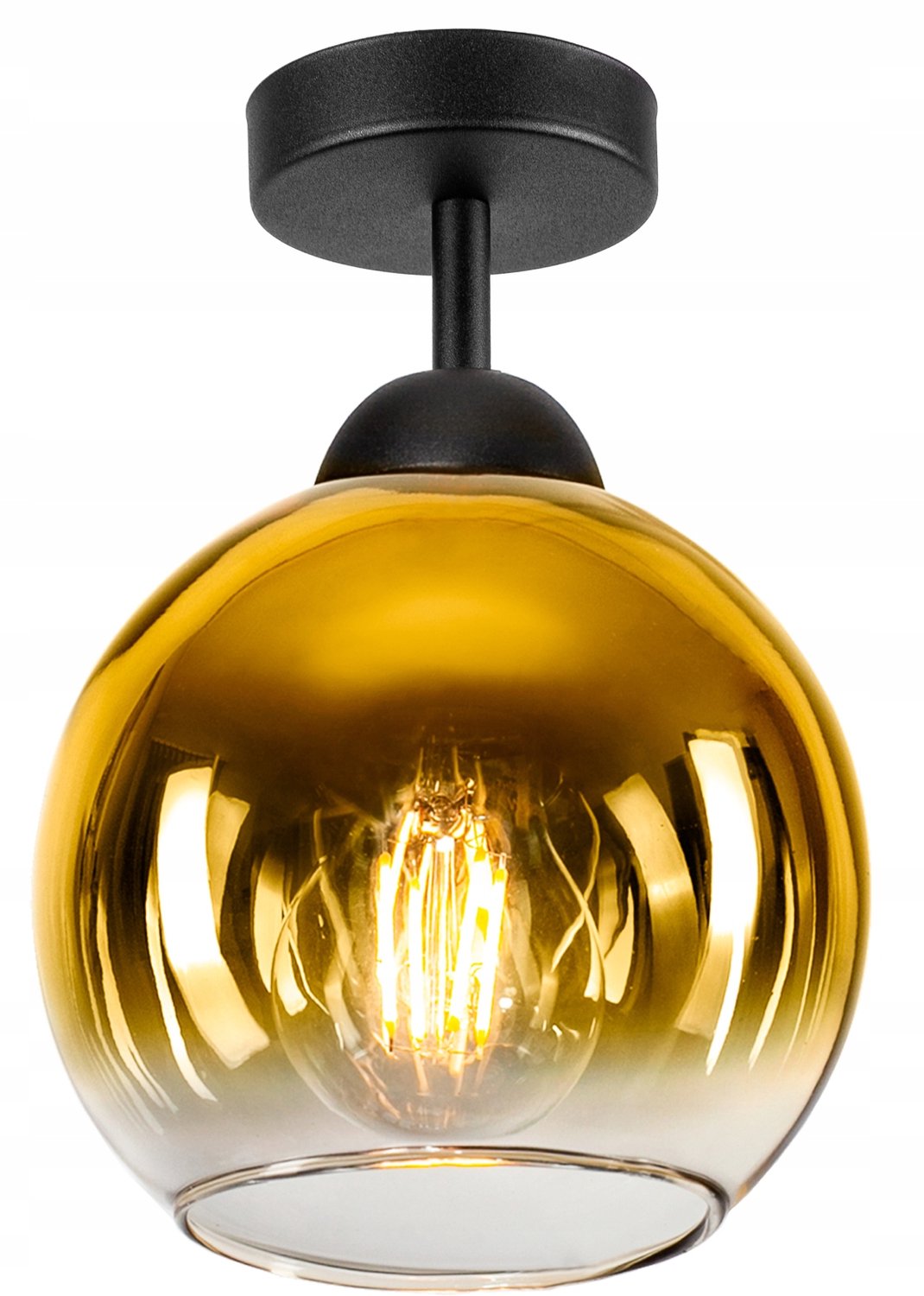 Moderne Hanglamp Glas Zwart Goud E27 Loft Stijl