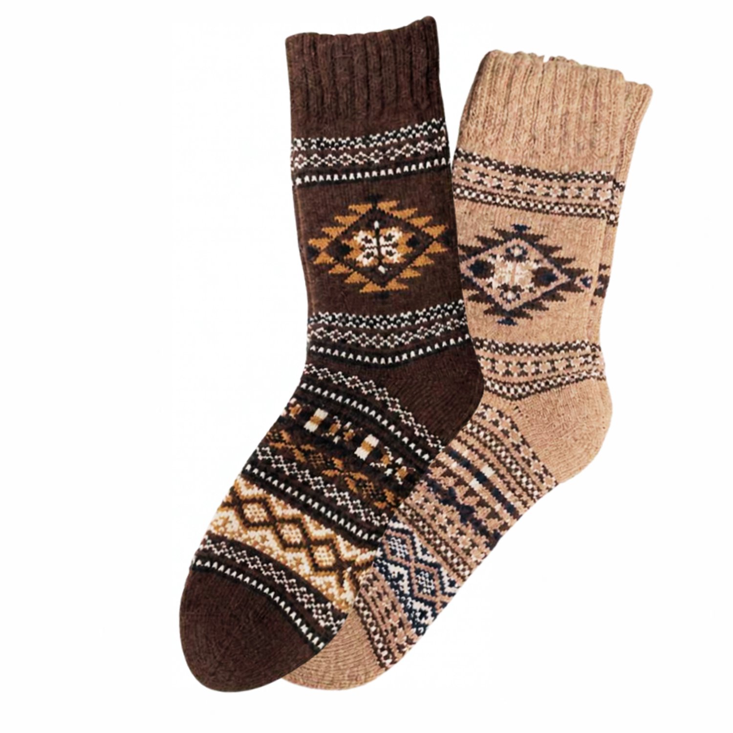 green-goose® Alpaca Sokken | Heren | Bruin, Grijs | 2 Paar | 100% Alpaca Wol | Maat 43-46 | Heerlijk Warm en Rekbaar
