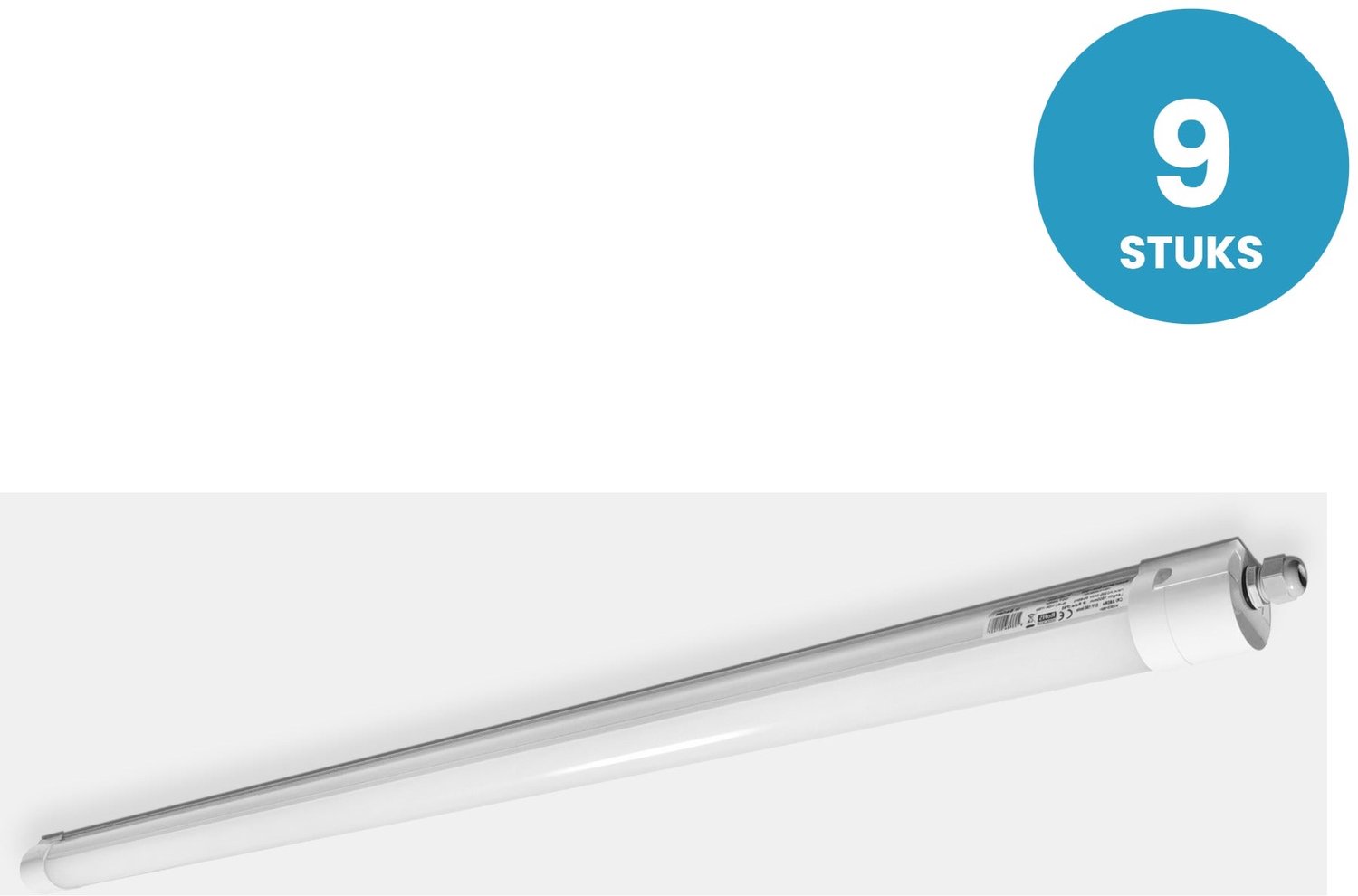 LED Tri-proof Armatuur 1200mm 5200lm 20W-36W - Warmwit 3000K - Koppelbaar - IP65 IK08 - 9 stuks - 230V