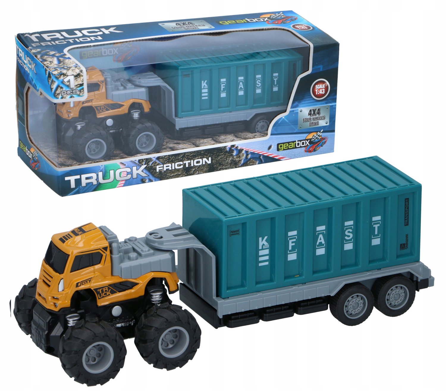 GEARBOX Vrachtwagen met Trailer Speelgoed 1:43 - Vliegwiel Aandrijving