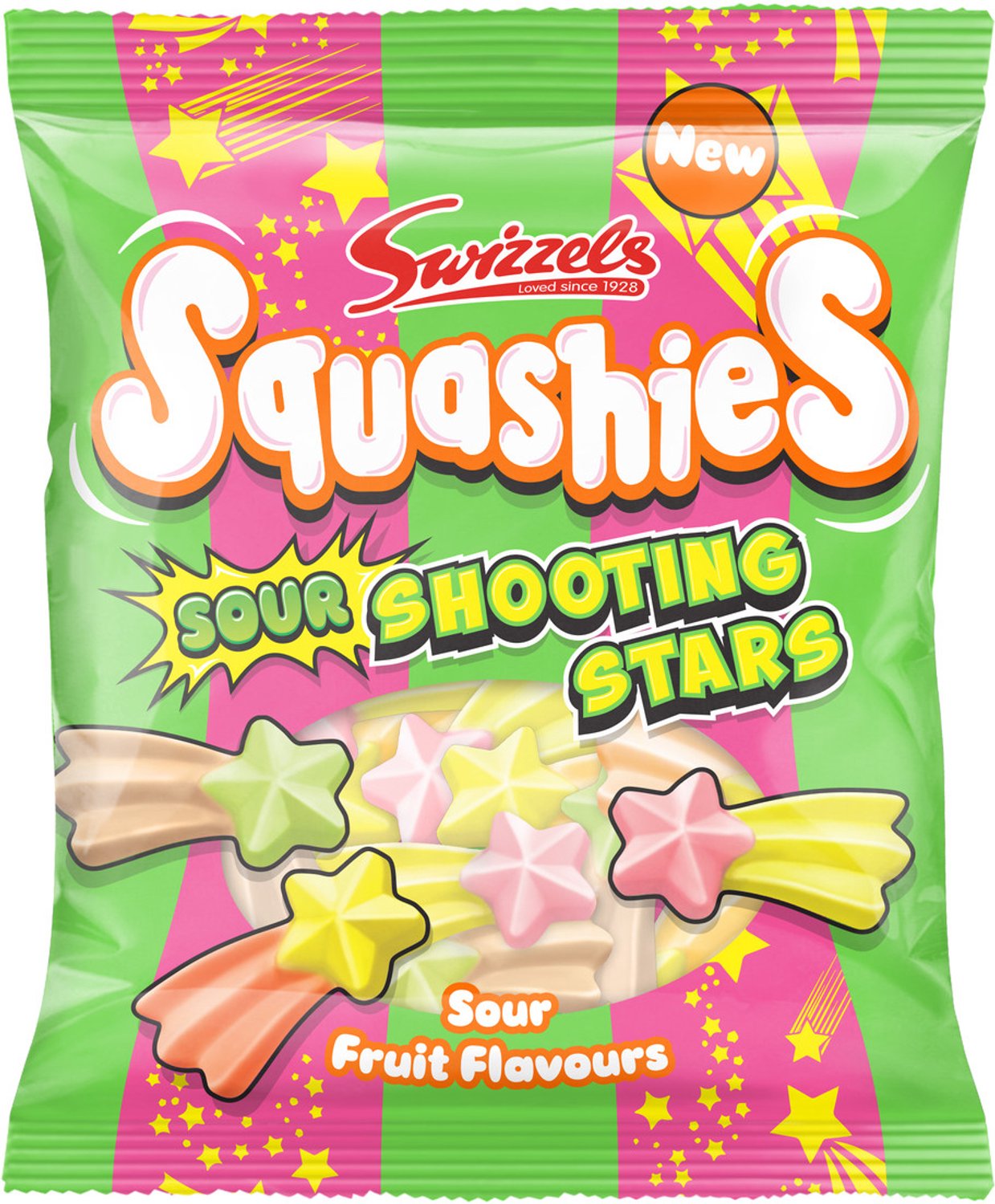 Swizzels Matlow Squashies Sour Shooting Stars - zacht snoep - 12 x 100 g