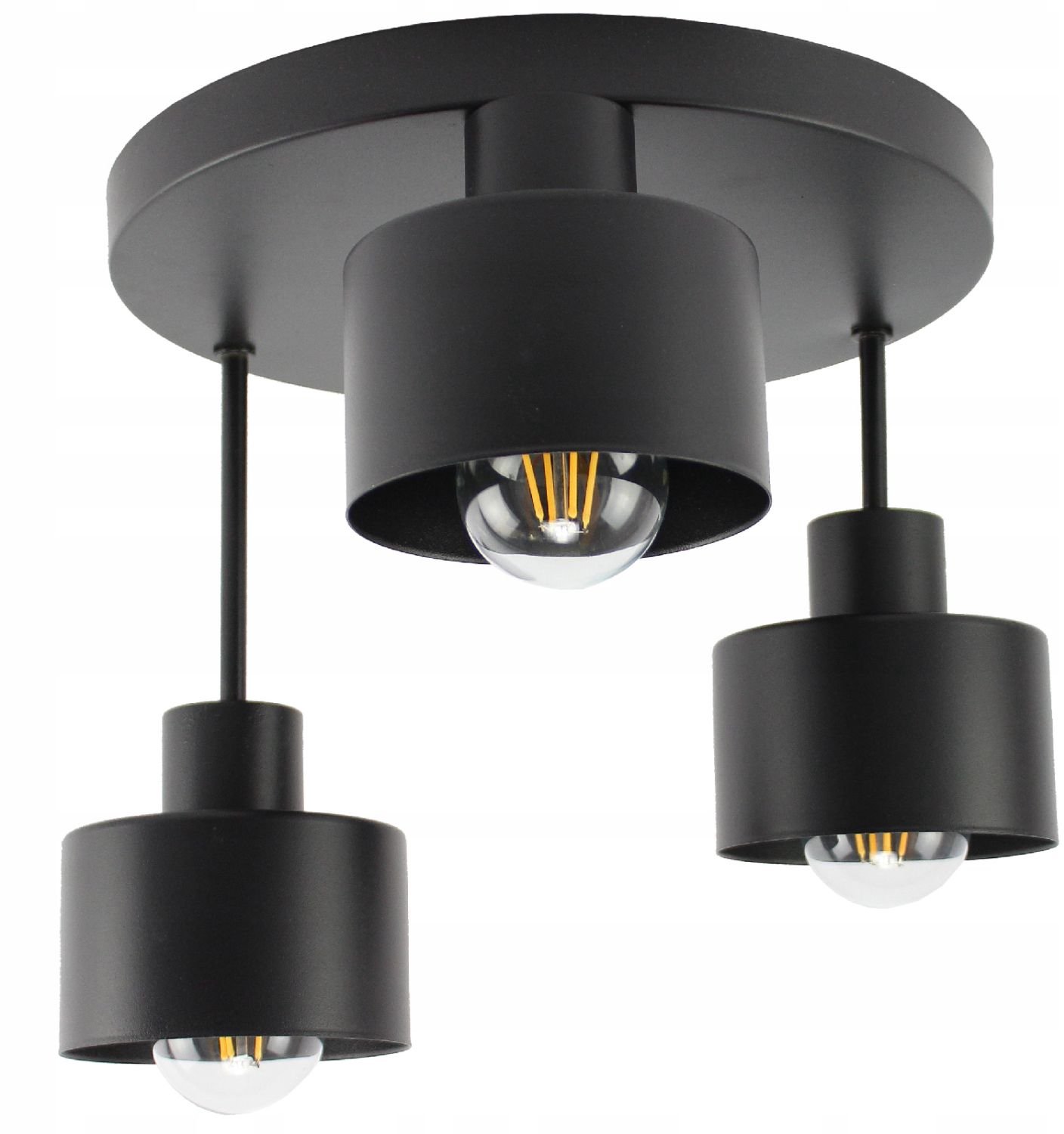 Merkloze LED Plafondlamp - 3 Lichtpunten, Zwart Metaal, E27