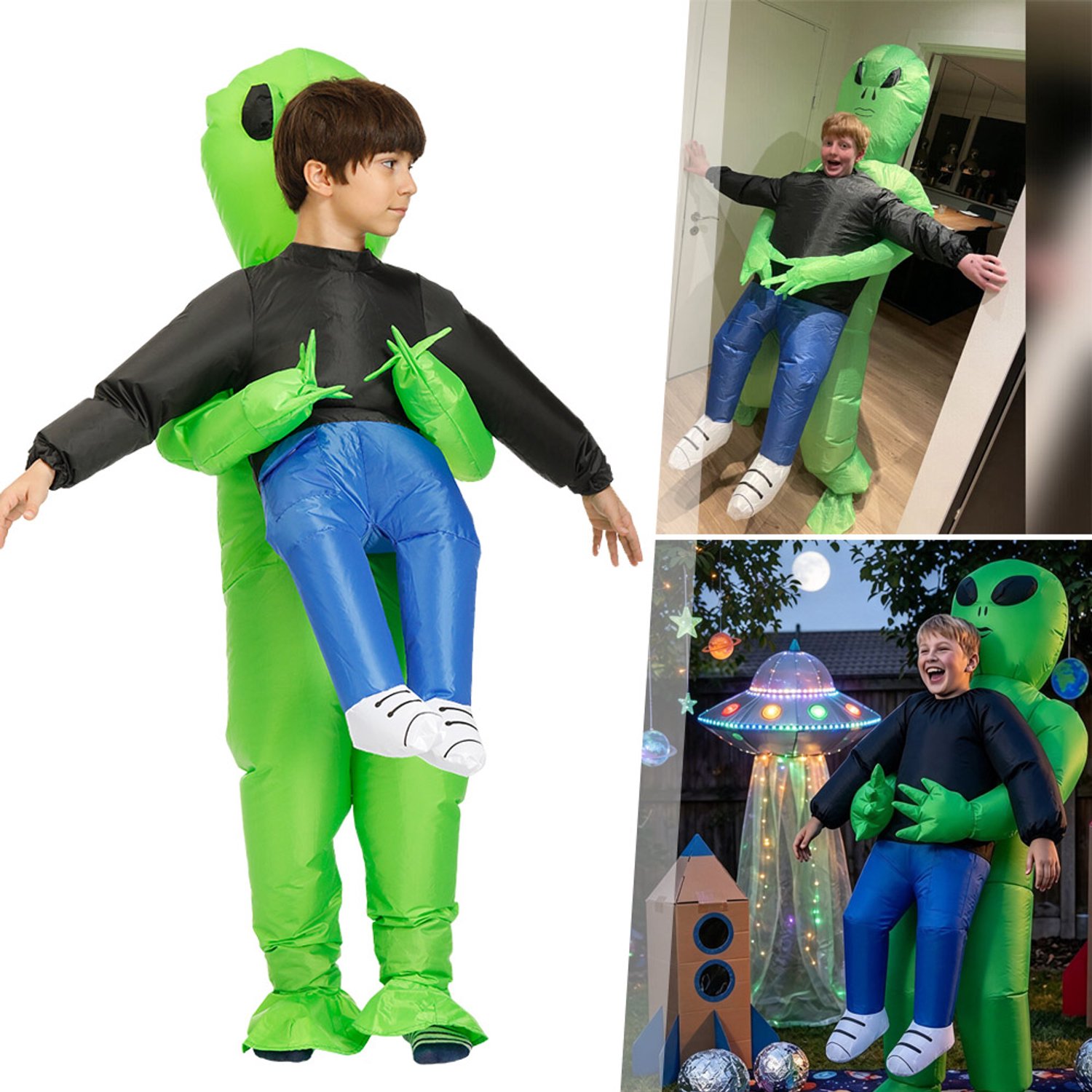 Buitenaards Wezen-Kostuum - Alienkostuums Voor Kinderen - Halloweenkostuums - Opblaasbaar Alienkostuum - Met Ingebouwde Ventilator