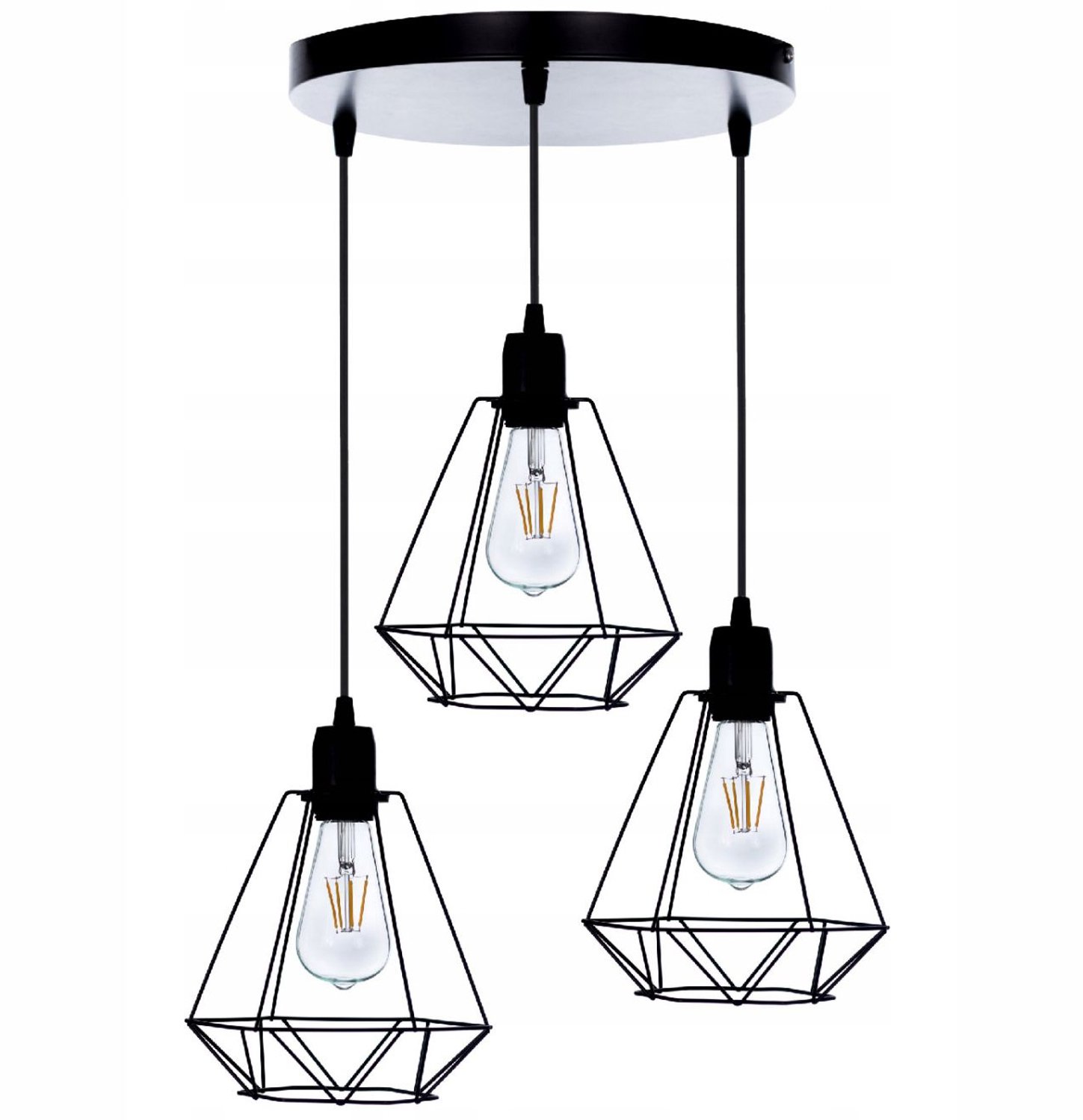 Merkloze Zwarte Loft Hanglamp met 3xE27 Fittingen
