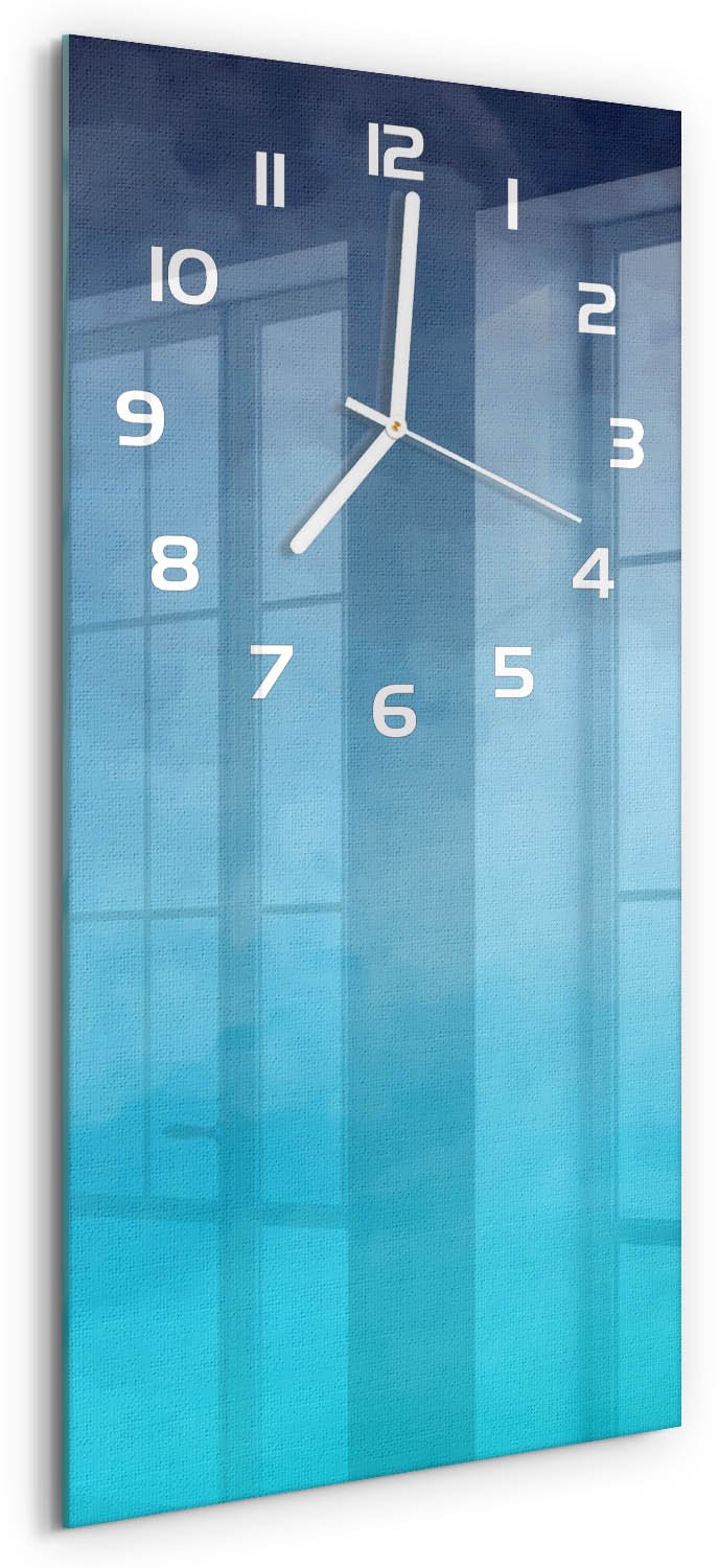 Tulup Wandklok - Rook Decoratieve Glazen Klok - 30x60 cm - Groente Glazen Wandklok Design - Witte handen - Rechthoekige Klok - Glazen Klok Met Print - Wandklok Glas Met Motief
