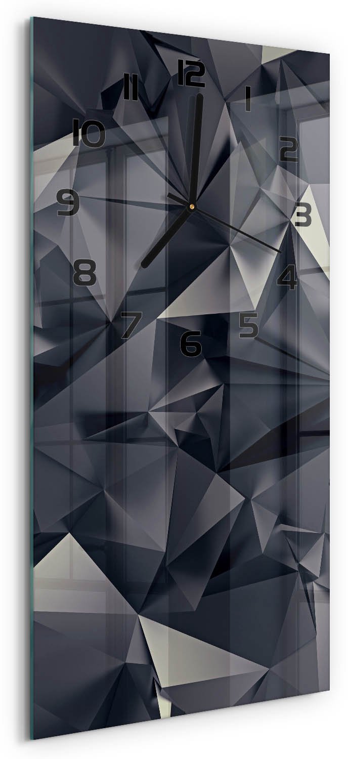 Tulup Wandklok - Abstracte achtergrond Gekleurde Glazen Klok - 30x60 cm - Zwart Glazen Klok Met Print - Zwarte handen - Rechthoekige Klok - Moderne Wandklok Glas - Wandklok Glas Decoratie