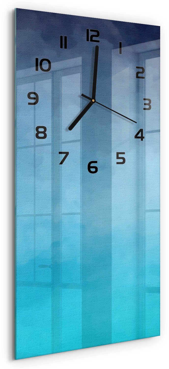 Tulup Wandklok - Rook Wandklok Glas Met Motief - 30x60 cm - Groente Decoratieve Glazen Klok - Zwarte handen - Rechthoekige Klok - Gekleurde Glazen Klok - Glazen Klok Met Print