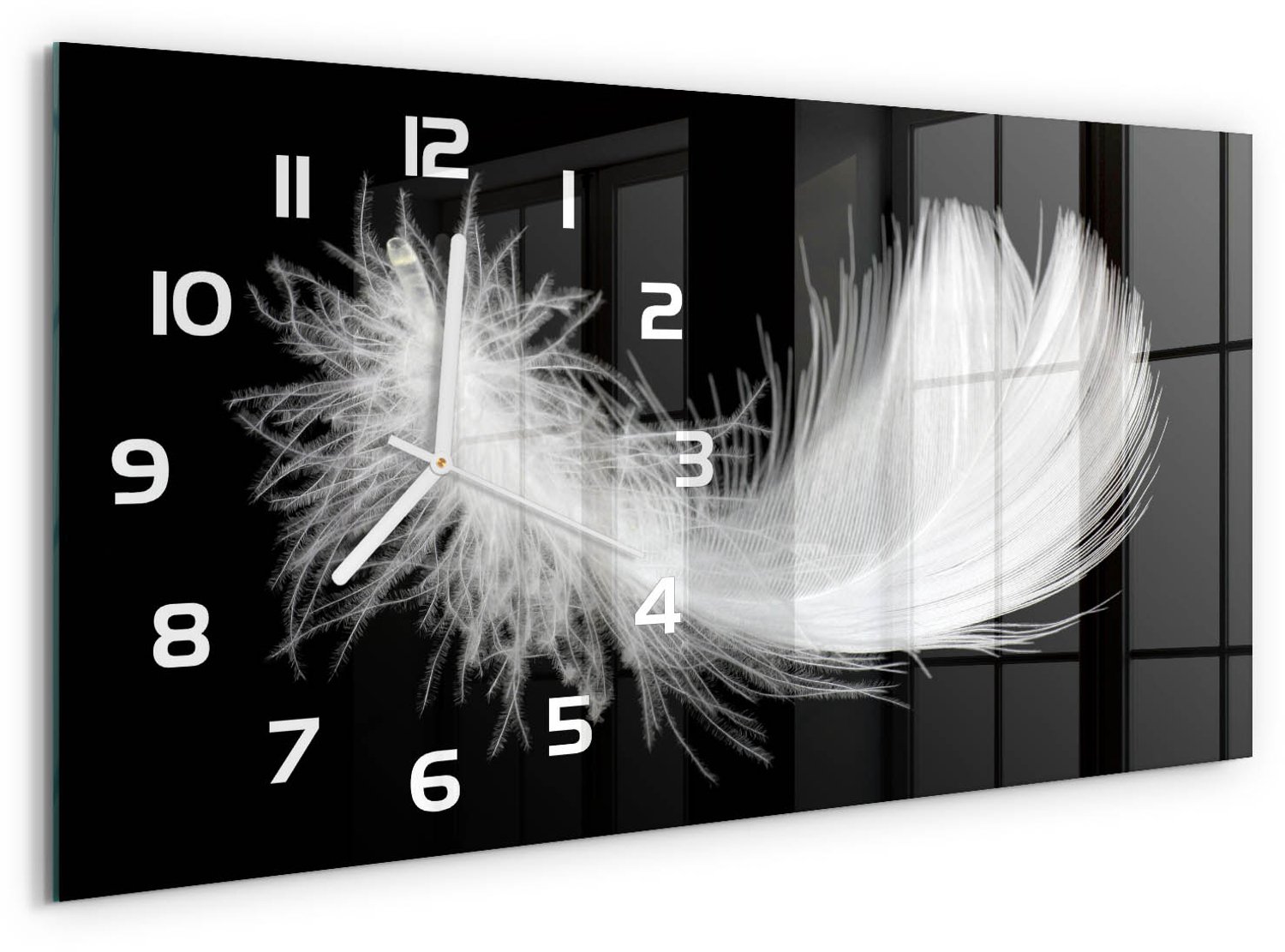 TULUP Wandklok - Pen Gekleurde Glazen Klok - 60x30 cm - Wit Glazen Klok Met Print - Witte handen - Rechthoekige Klok - Moderne Wandklok Glas - Wandklok Glas Decoratie