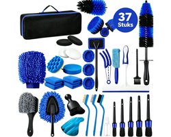 Auto Was Set - 37-Delig Complete - Zachte Borstels voor Interieur, Velgen & Exterieur - Detailing Set in Opbergtas voor Auto, Motor en Campers