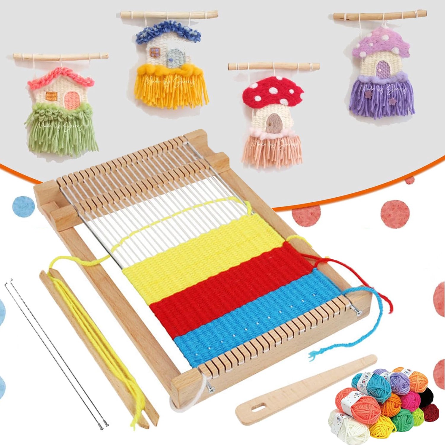 Weefgetouwset - Houten Weefraam- En Breiset Voor Kinderen - STEM-Breiraamsets - Educatief Speelgoed Met Staven En Draden