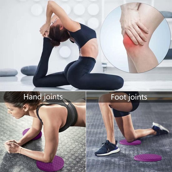 Yoga kniebeschermers - 2-delige set - 1,5*17,5*17,5 cm - Yoga knielmat - Antislip yoga knielmat - Balansmat - Plank oefenkussen - Geschikt voor yoga, pilates en diverse oefeningen - Beschermt effectief knieën, ellebogen, polsen en handen - Paars — afbeelding 2