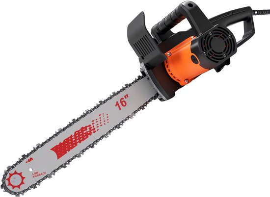 Elektrische Kettingzaag - 16 inch Kettingzaag - Snoeizaag - Takkenzaag - Handzaag - 1600W bekabelde elektrische kettingzaag - voor brandhout - zwart — afbeelding 3
