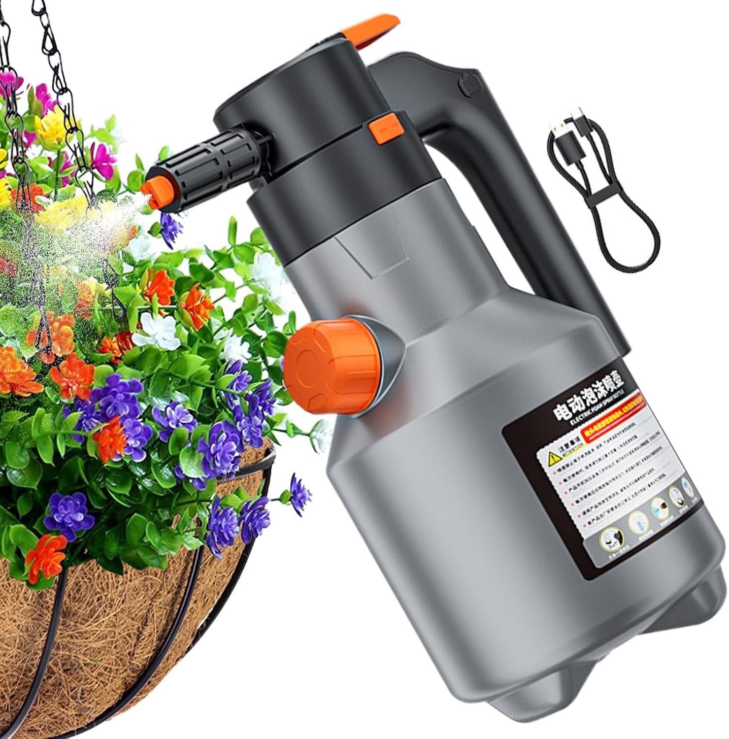 Schuimfles, draagbaar, 790 g, met maatbekers, waternevelapplicator voor planten, automatische reiniging, voor tuin, binnenplaats, keuken, huishouden