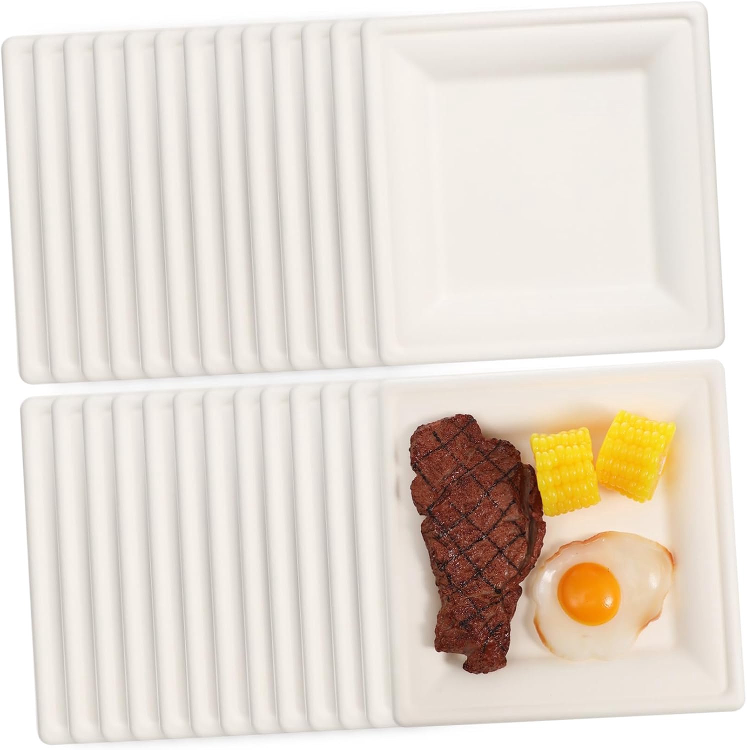 50stuks Versterkte Borden Vierkante Servies Platen Voor Feestjes Picknicks Kamperen Duurzaam Stijlvol Voor Snacks Dessert
