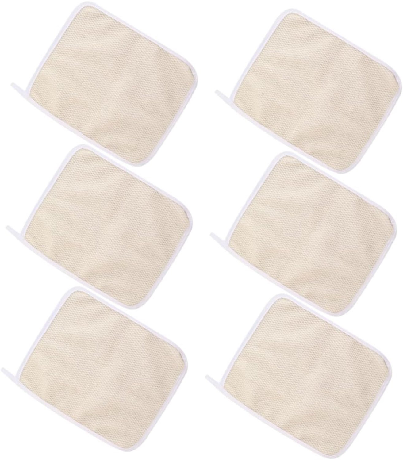 6stuks Exfoliërende Washand Vierkante Badstof Sneldrogende Scrubdoek Met Korte Lussen Voor Dagelijks Gebruik Thuis Beige Voor Gladde Gezonde Huid