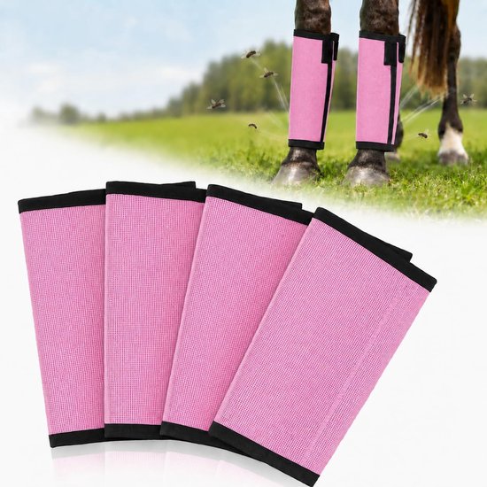 Vliegenbeschermers voor paarden (set van 4) – Ademende mesh-beenbescherming, zakken niet af en blijven goed zitten, vermindert stampen en vermoeidheid, UV-bescherming, verstelbare pasvorm voor middelgrote tot grote paarden, Roze Vliegenbeschermers voor paarden (set van 4) – Ademende mesh-beenbescherming, zakken niet af en blijven goed zitten, vermindert stampen en vermoeidheid, UV-bescherming, verstelbare pasvorm voor middelgrote tot grote paarden, Roze