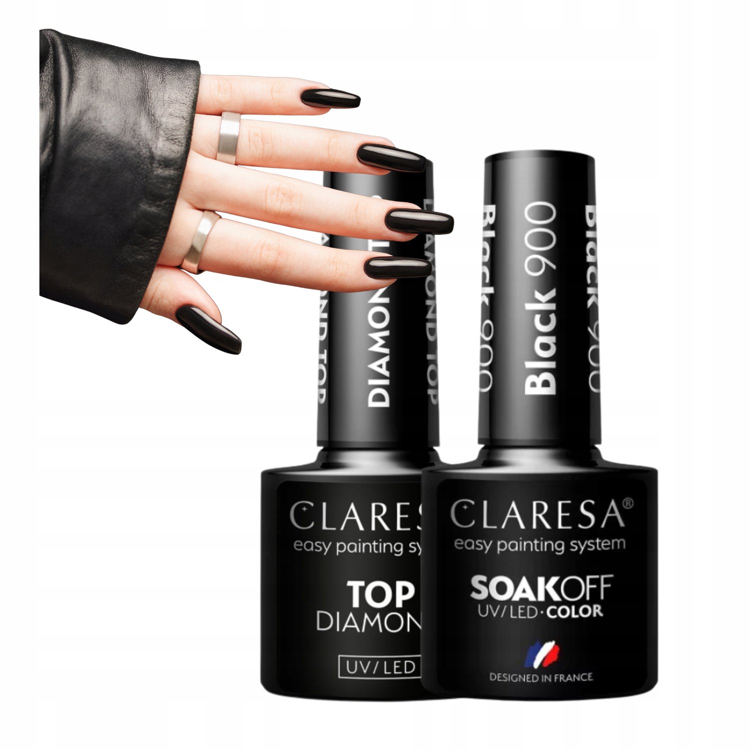 Claresa Hybride Nagellak Set: Black 900 & Top Diamond No Wipe
