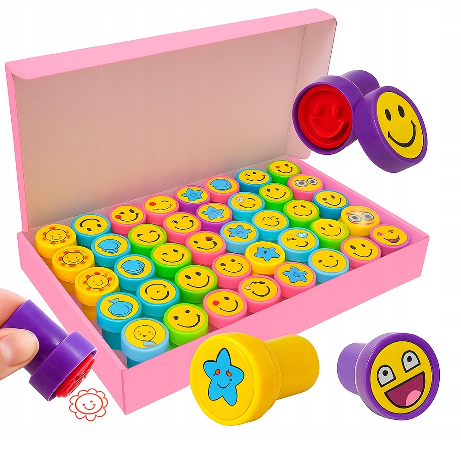 Merkloze Stempelset voor Kinderen - 60 Stuks met Diverse Vrolijke Patronen