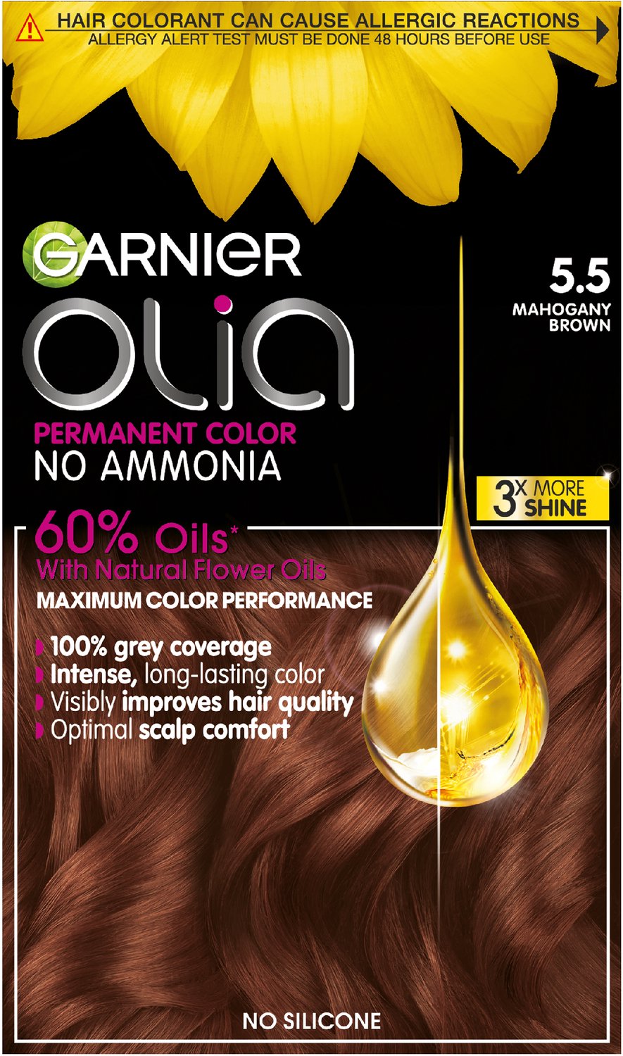 Garnier Olia Mahonie Lichtbruin 5.5 - Permanente Haarkleuring - Zonder Ammoniak - Tot 100% grijsdekking - Haarverf