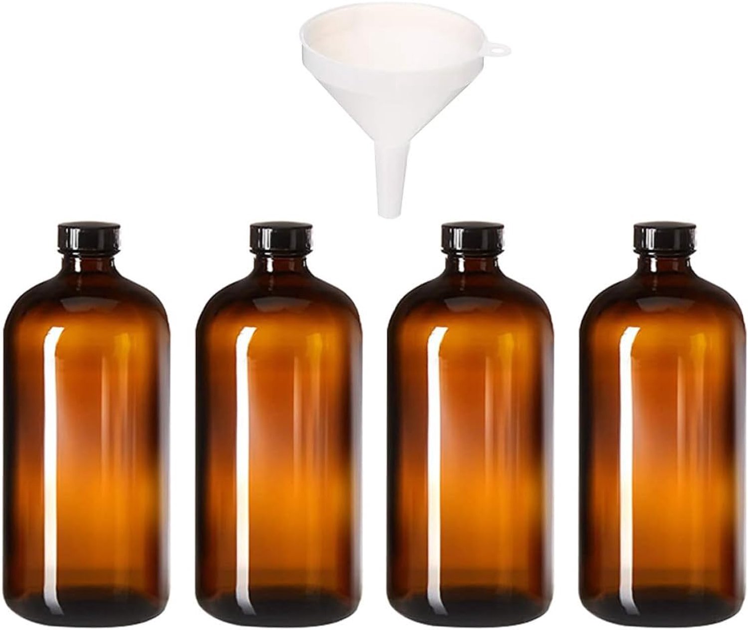 4 Stuks Delige Bruine Glazen Reagensflessen met Smalle Hals Trechter Duurzame Chemische Monsterfles voor Onderwijs Laboratoriumgebruik Willekeurige Kleur