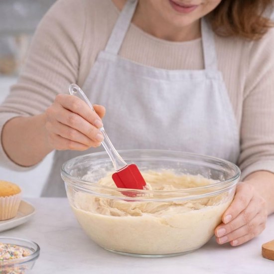 Spatel, rood, met transparante handgreep, 19 cm, flexibel, voor crèmes en deeg — afbeelding 4