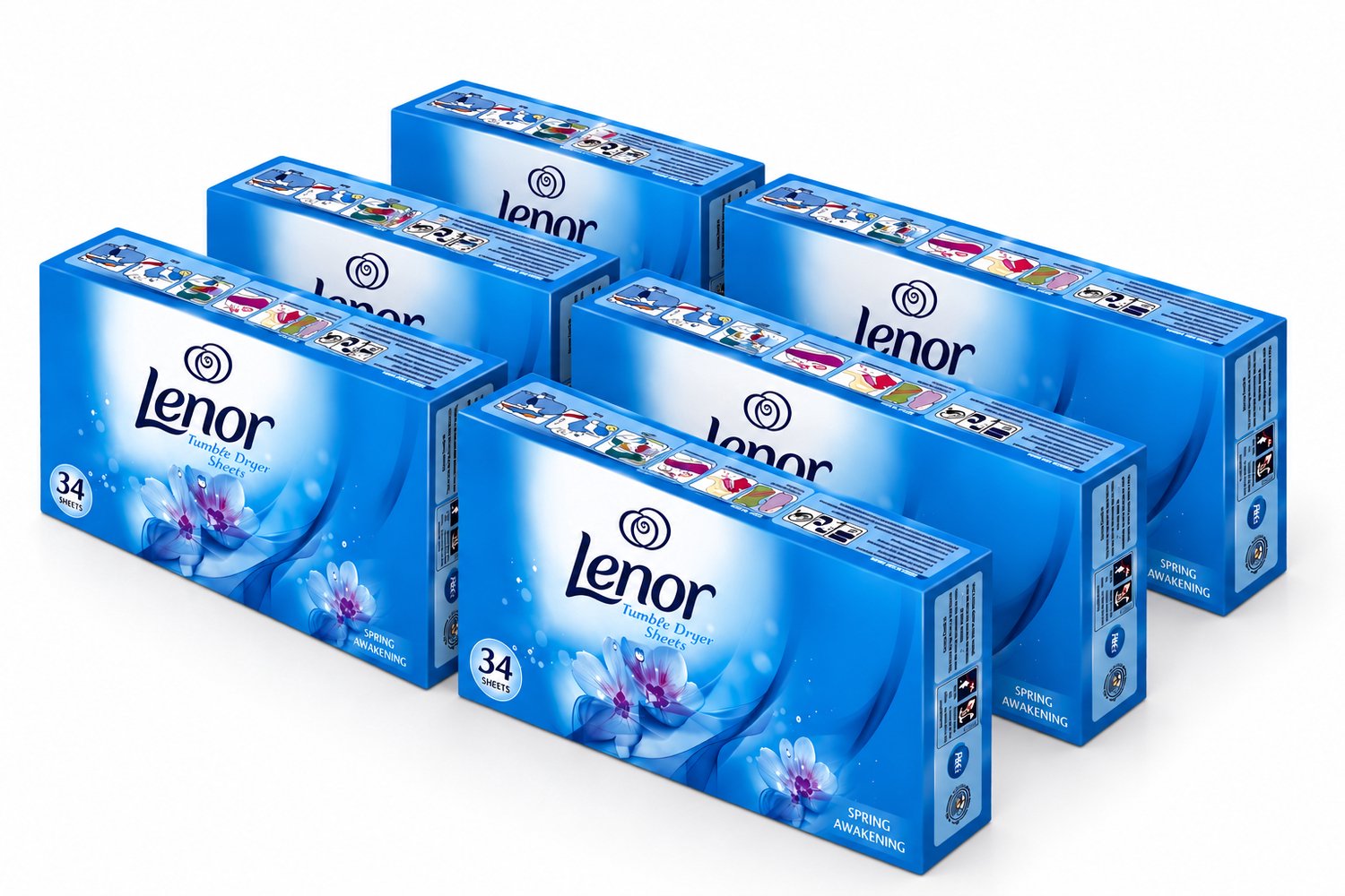 Lenor - Dry Towels - Droogtrommeldoekjes/wasverzachterdoekjess - 6 pakken van 34stuks