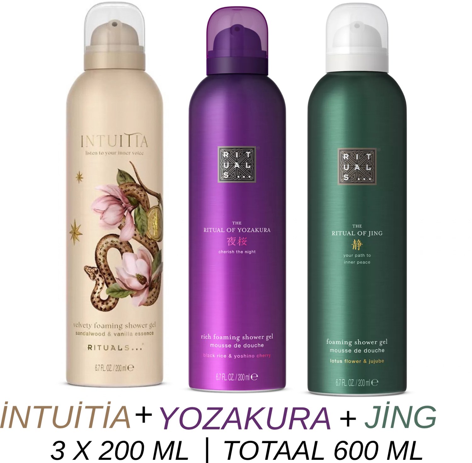 Rituals - Shower Gel Value Set - Intuitia + Yozakura + Jing - 3 x Shower Gel 200 ml = 600 ml - Douchegel - Doucheschuim