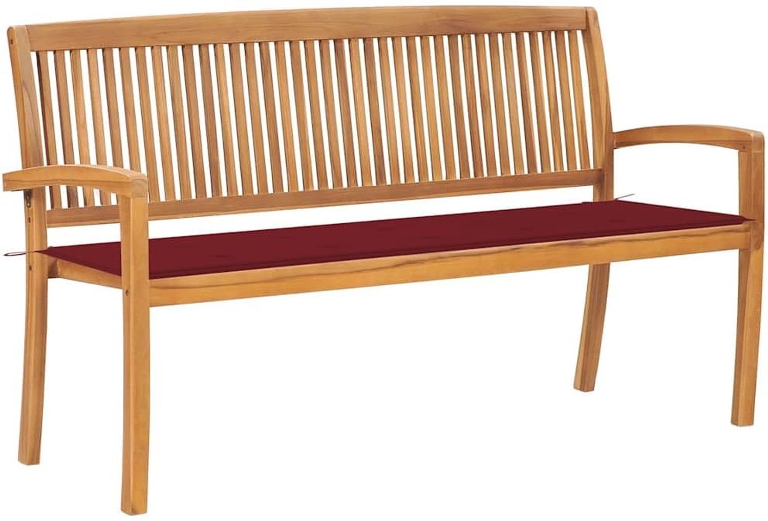 Stapelbaar met kussen 159 cm massief teakhout duurzaam weerbestendig voor tuin terras patio stapelbaar teakhouten bank met kussen