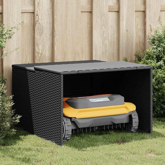 Garage voor robotmaaier, van polyrotan, 86 x 90 x 52/57 cm, weerbestendige schuilplaats voor robotmaaier — afbeelding 2