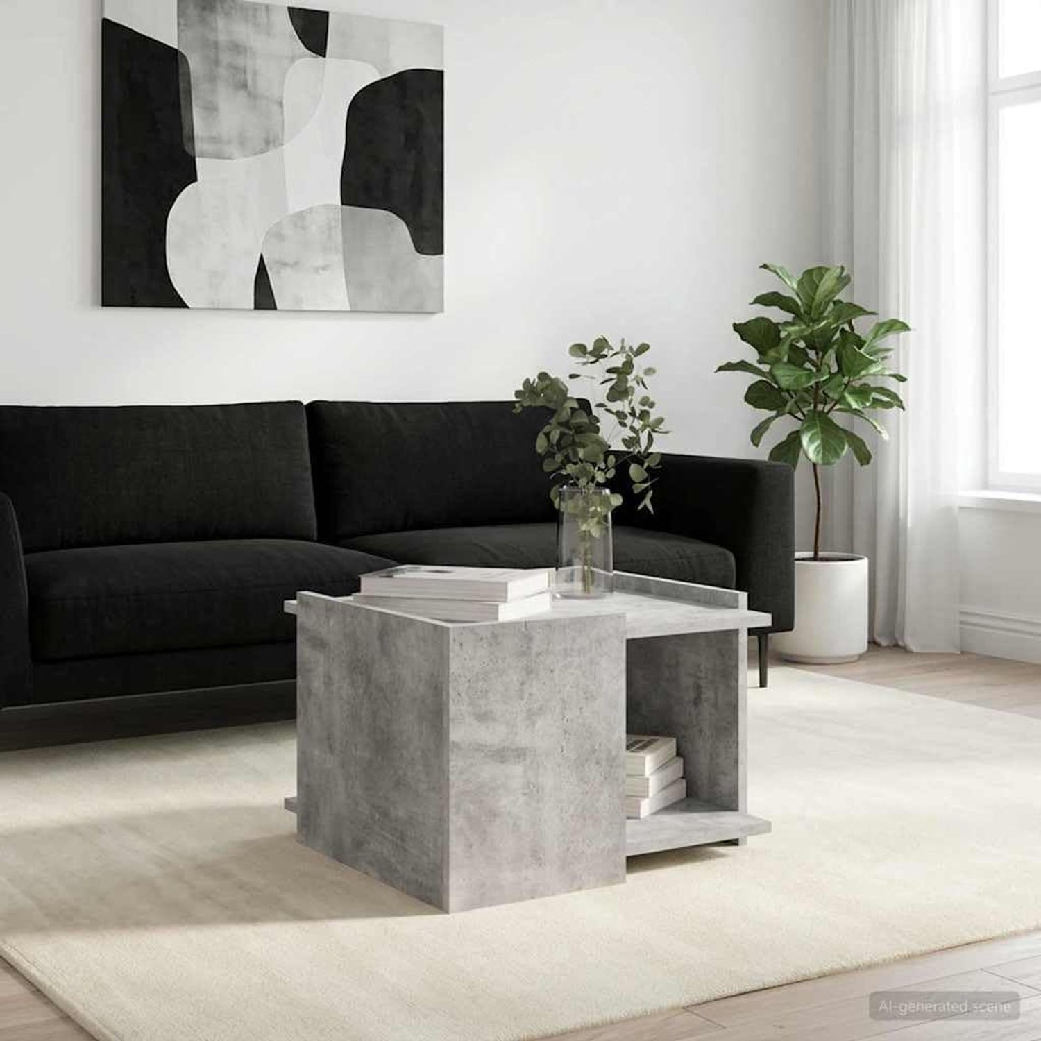 Hout woonkameropbergruimte Modern 50 5x50x33 cm Betongrijs