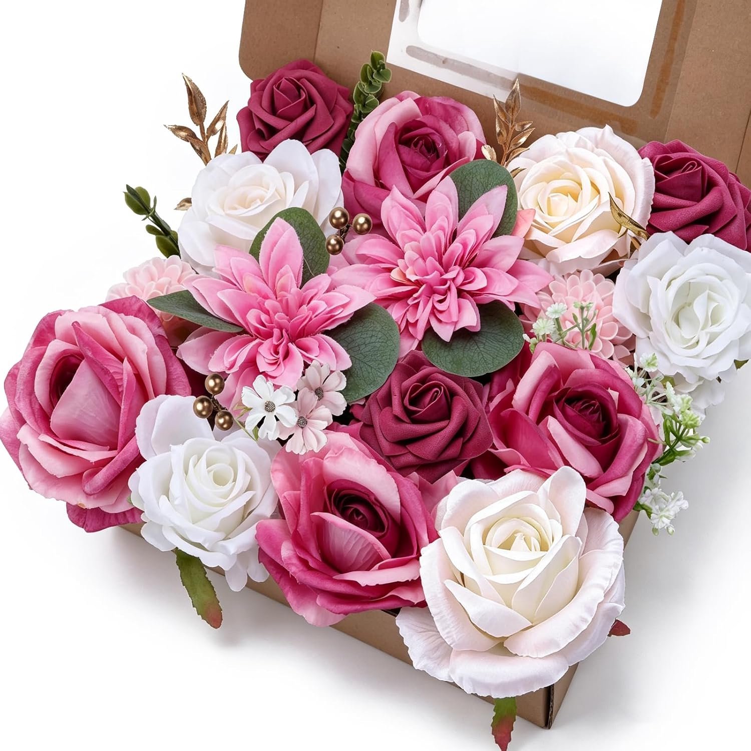 Kunstbloemen bloemhoofdjes donkerroze