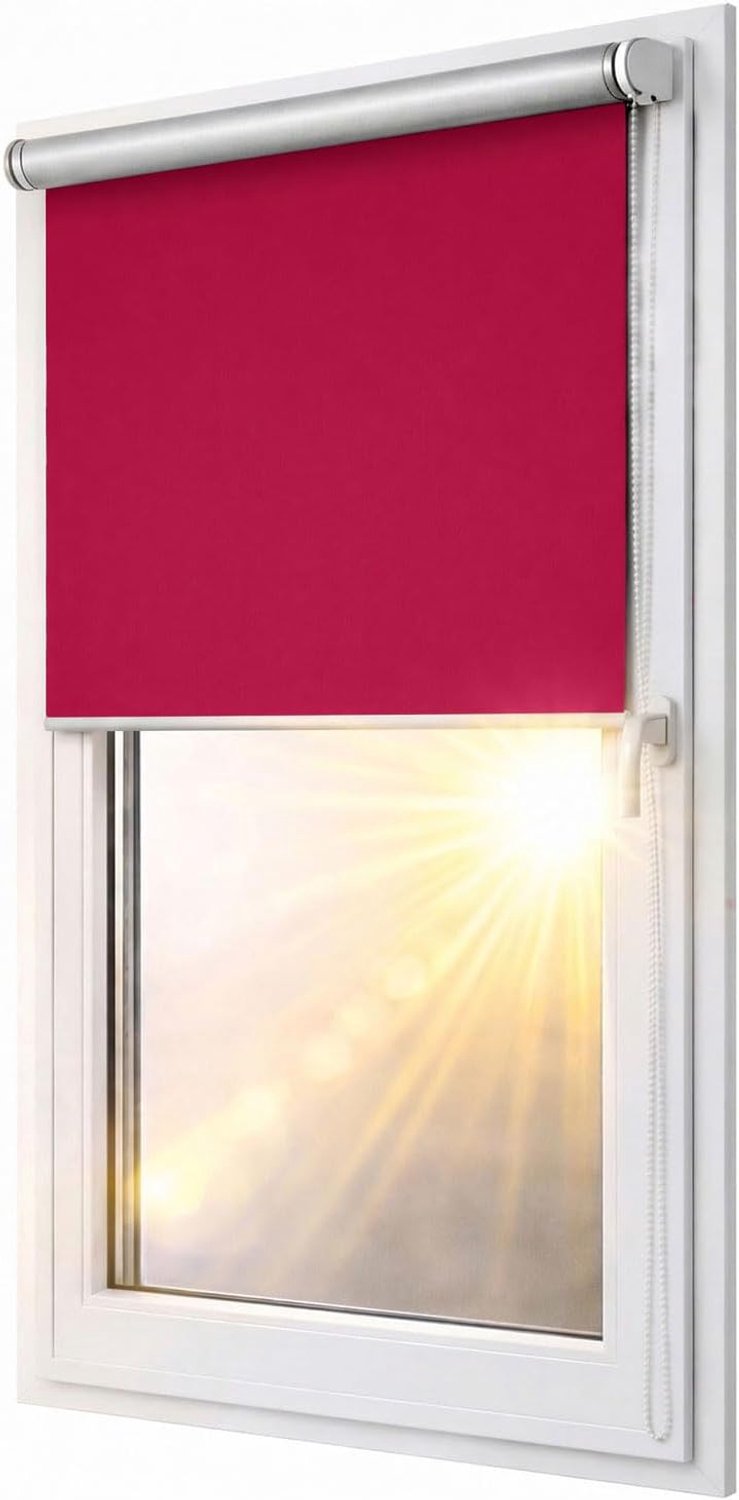 Verduisterend rolgordijn Blackout Silver Klemmfix zonder boren 106x150 cm rood - compleet voorgemonteerd met ingebouwd mechanisme, multistop