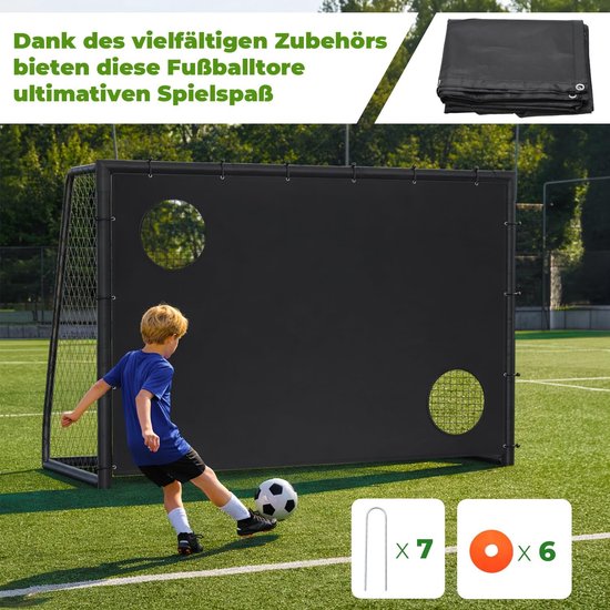 Voetbaldoel 300x200 cm, voetbaldoel met stalen frame met bekleding, grondhaak voor strand, park, trainingsspel, speelplaats, achtertuin, tuin — afbeelding 4