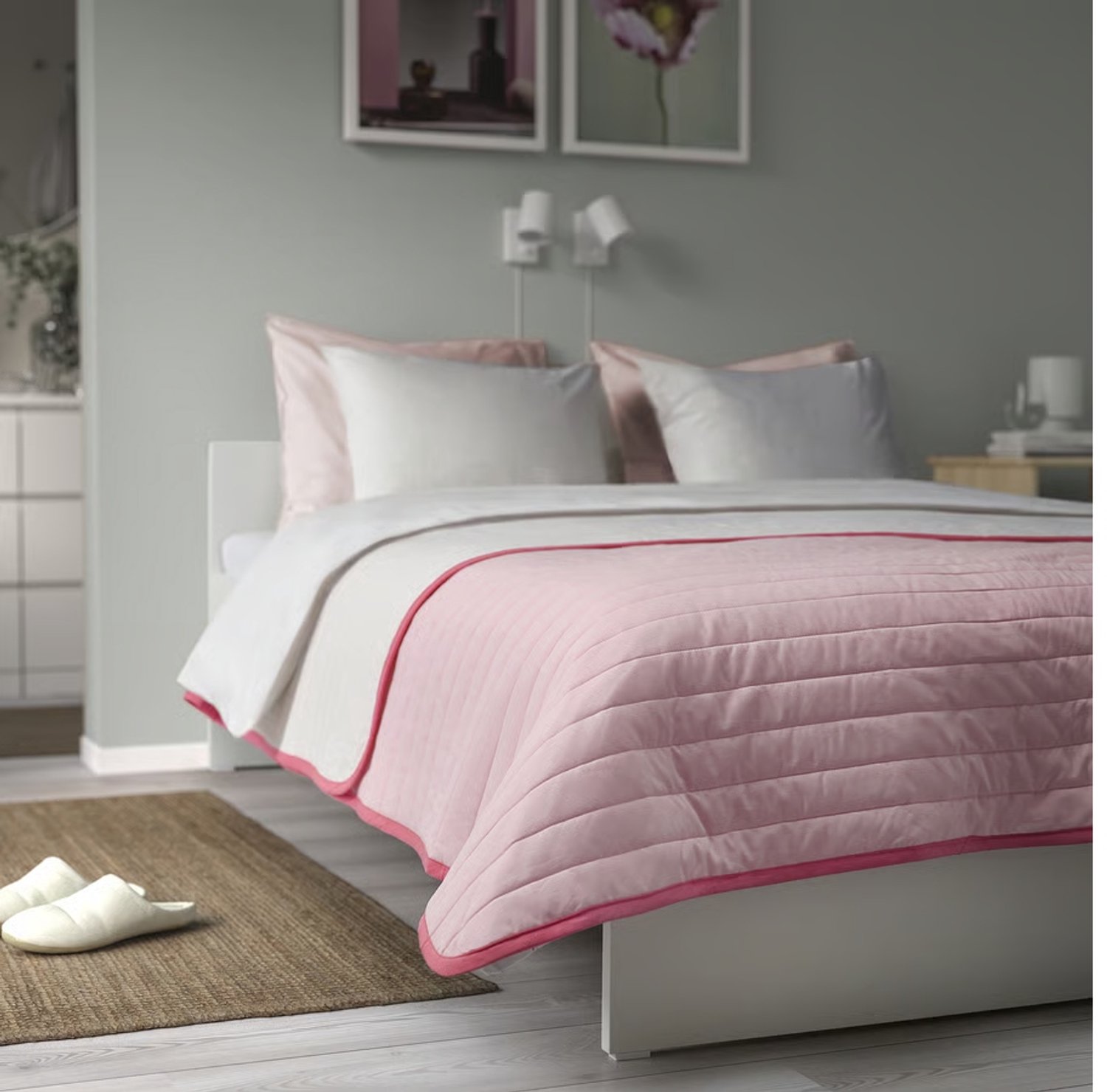IKEA VETEJORDFLY Plaid Roze/Wit 260x250 cm