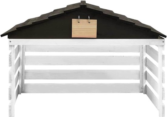Garage voor robotmaaier, van dennenhout, 78 x 74 x 54 cm, beschermhoes voor robotmaaier, weerbestendige overkapping, zwart en wit — afbeelding 5