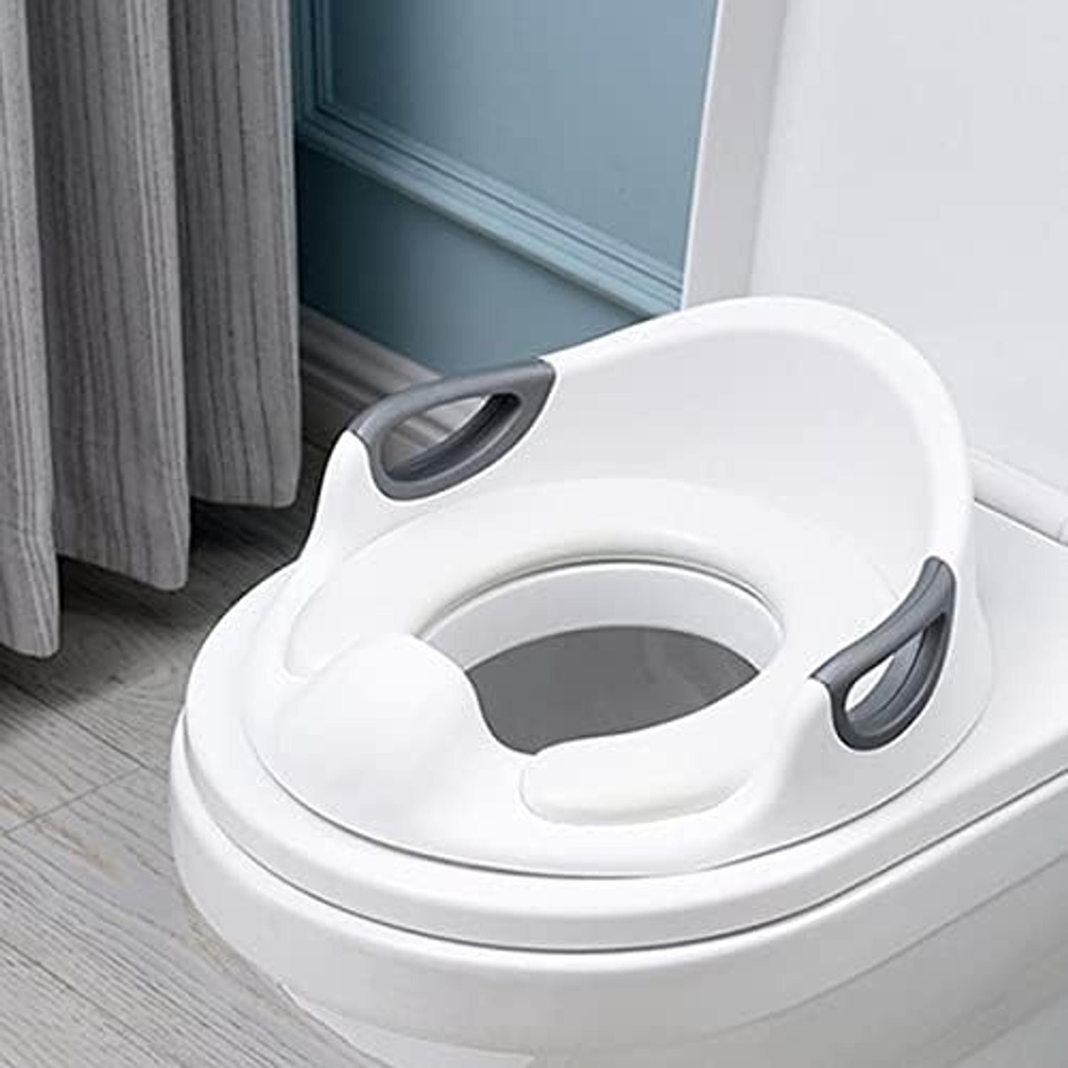 Zindelijkheidstrainingszitje voor kinderen, peuters, jongens, meisjes, toiletbril voor baby met kussen handvat en rugleuning, peuters, toilettrainingsstoel, antislip, geweldige mama's helper