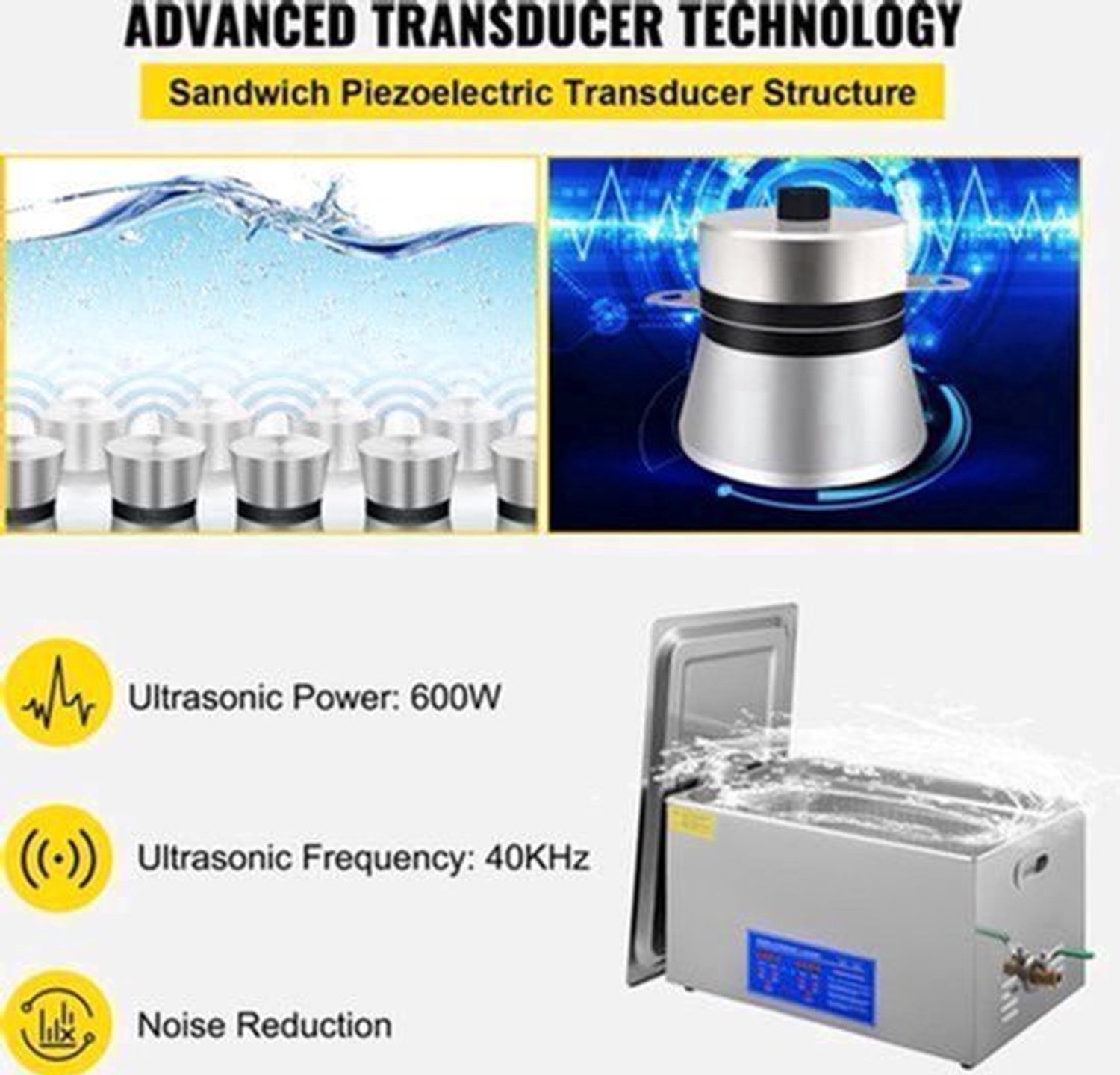 Ultrasoon Reiniger - 3L - Ultrasoonbad - Reinigingsbad - Reinigingsbak - Ultrasone Reinigingsmachine - Ultrasoonbak - Ultrasonic Cleaner - beste Reinigings Trilbad - Sieraden bad Bak - Pedicure Badje - Brillen Apparaat