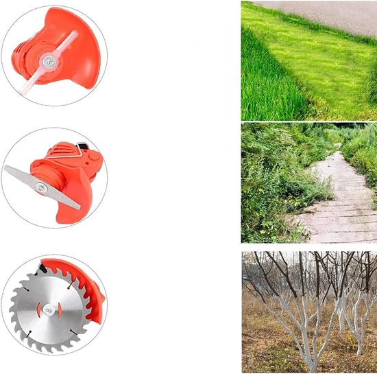 Draadloze Grastrimmer 650W met 2x 3000mAh Accu - Elektrische Onkruidtrimmer Kantenmaaier met 90-120cm Telescoopsteel - 3 Verwisselbare Messen 90° Verstelbare Snijkop - Voor Tuin Gazon — afbeelding 5