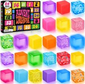 Glow in the Dark Kubus Squishy Adventskalender - 24 Dagen Kerst Verrassingskalender - Fidget Knijpkubus Speelgoed - Glow Squishy Set - Kerst Countdown Kalender - Stressverlichtend Knijspeelgoed - Kinder Kerstcadeau - Squeeze Speelgoed Kalender