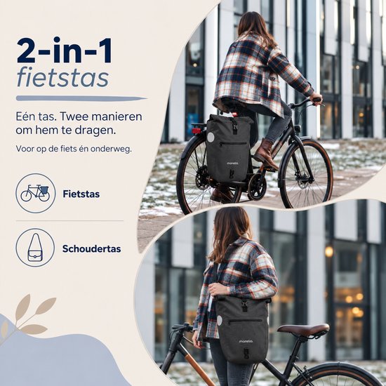 Morelia® Fietstas - Fietstassen Electrische Fietsen - Fietstassen Dubbel - Incl Achterlicht - 48 Liter - 100% Waterdicht - Tarpaulin materiaal - Zwart van Merkloos — afbeelding 4