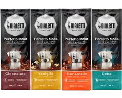 Bialetti Perfetto Moka Deka Caramello Vaniglia Cioccolato - Mixverpakking - Gemalen Koffie - 1000g (4x250g)