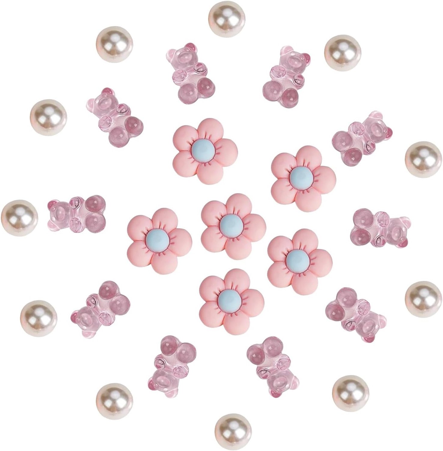 27 Stuks Bloem Charms voor Schoenen, Decoratieve Schoenaccessoires met Kristallen en Parels, DIY Schoenversieringen voor Dames en Meisjes