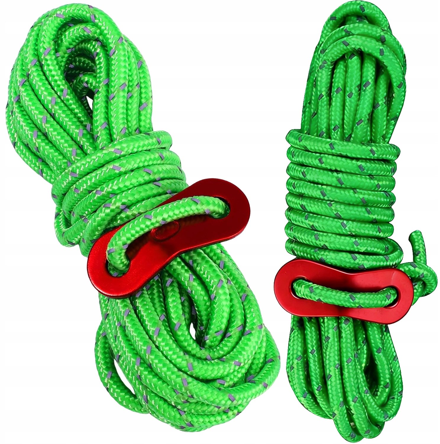 10x Kampeertent Scheerlijnen met Spanner - Reflecterend Groen 4m