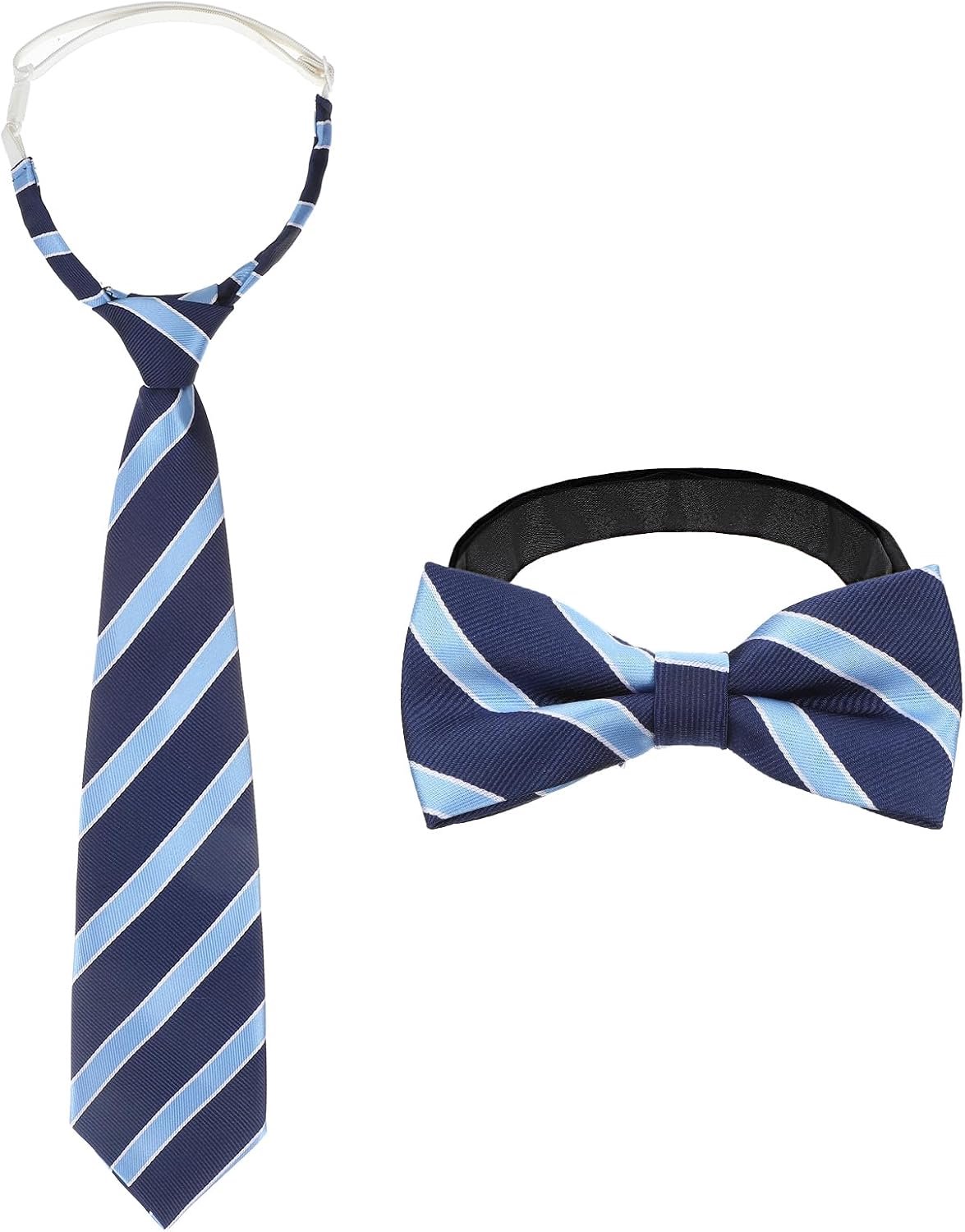 2 stuks stropdas blauw gestreept en vlinderdas, voorgebonden stropdas, verstelbare halsdoek voor schooluniform, afstudeerfeest, bruiloft, cosplay