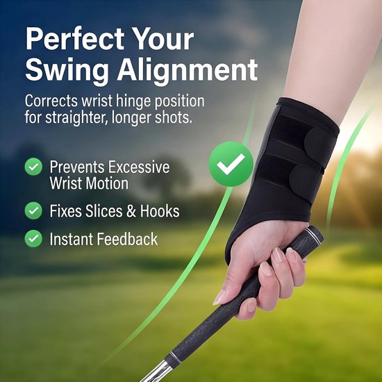 1 stuk - Golf polstrainer - Golf swing trainer - Golf swing correctie polsband - Polsband voor correctie van de polshouding - Hulpmiddel voor correctie en oefening van handgebaren, geschikt voor beginners (zwart) — afbeelding 5