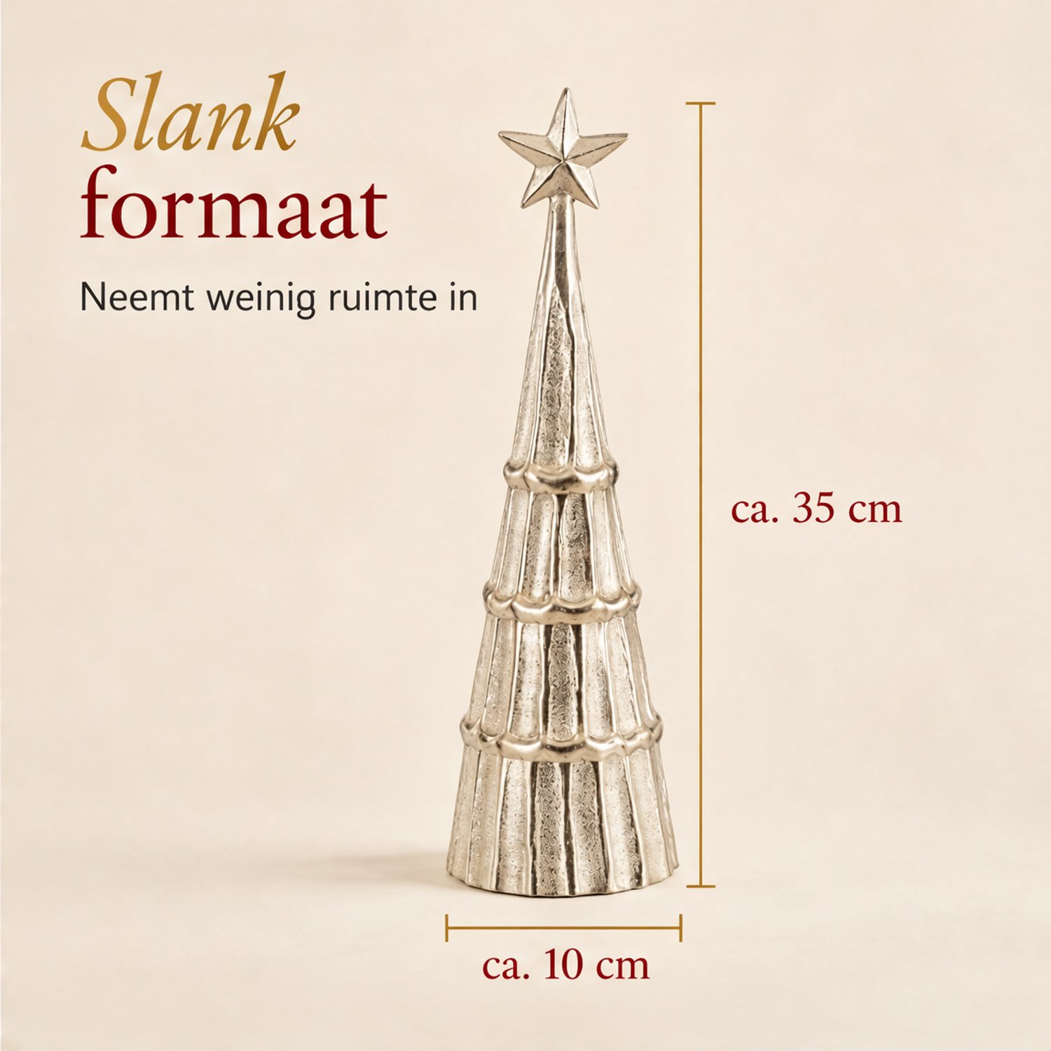 Cheqo® Decoratieve Kerstboom 35 cm - Kerstboompje Zilver met Ster - Kerstdecoratie voor Binnen - Kerst Tafeldecoratie - Kerstbeeld - Kerstversiering - Vensterbank Decoratie - Kerstfiguur - Winterdecoratie - Woonaccessoires - Kerstdeco – foto 4