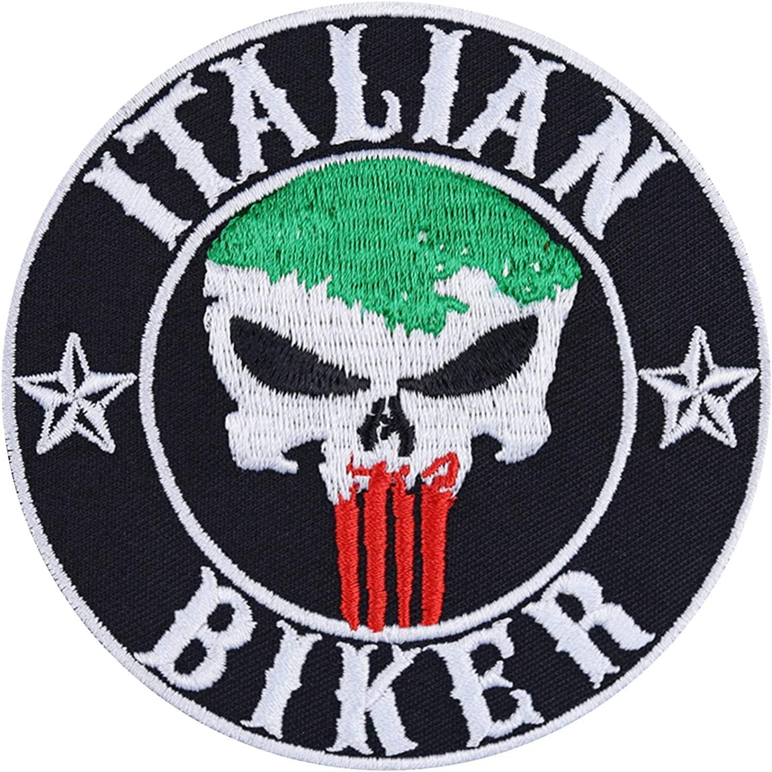 Patch "Italian Biker" voor motorrijders, om op te strijken, Italiaanse vlag, accessoires voor motorrijders, jeans, laarzen, motorkoffer 10 cm