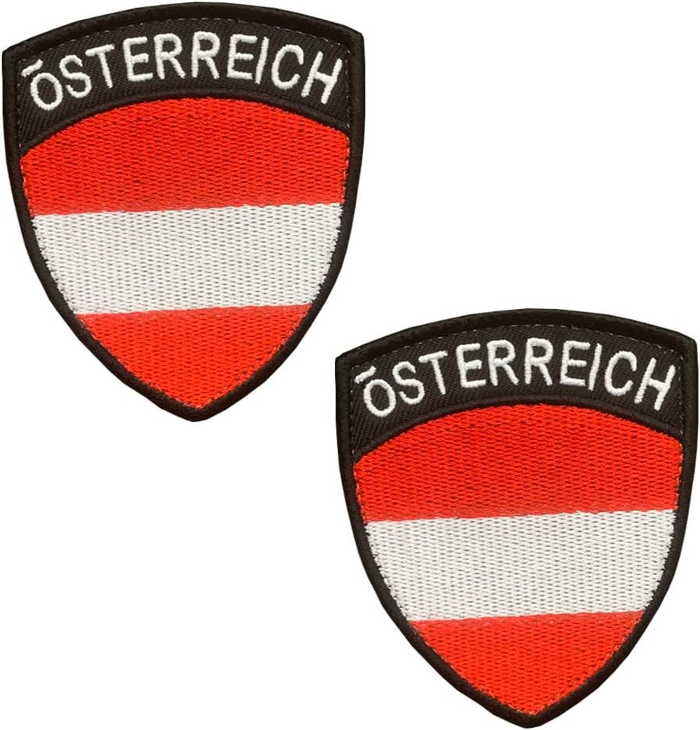 2 stuks Oostenrijkse vlagbordje klittenband - Tactisch Oostenrijks embleem, geborduurde patch met klittenbandsluiting, militaire klittenband voor rugzakken, kleding, tassen, uniform, vest, jersey,